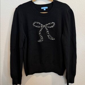 Draper James Black Sweater with Embellished Bow